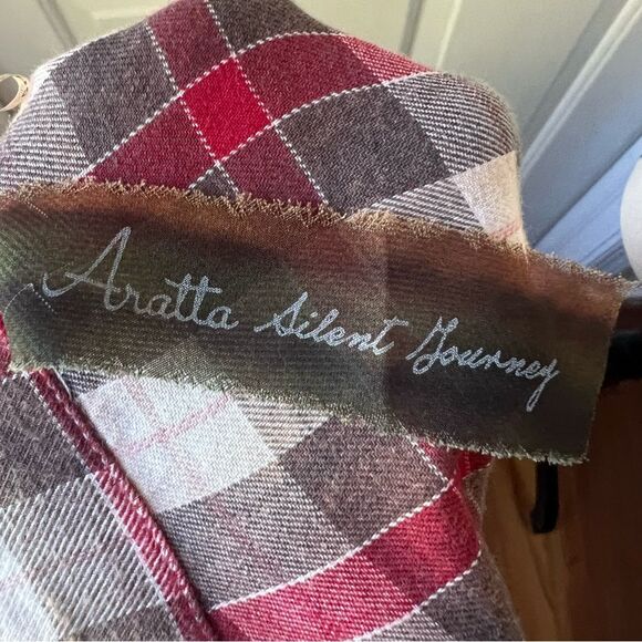 Aratta Silent Journey Floral Plaid Long Sleeve Pink Gray Button-Up Shirt Size XS - Picture 5 of 7